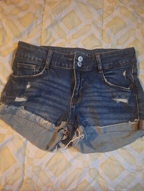 Arizona Jean Company Distressed Dark Blue Denim Shorts